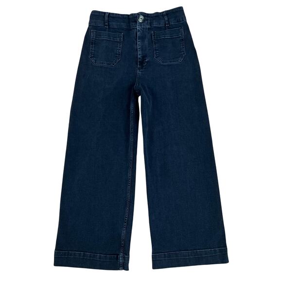 Pilcro The Day Tripper Black Wide‎ Leg Cropped High Waist Denim Jeans (Sz 30) - Picture 2 of 9